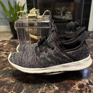 Adidas Cloudfoam Pure Black and White Knit Running Sneakers - Women’s Size 7.5